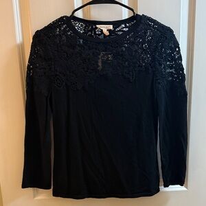 Rebecca Taylor Black Lace Detail Top